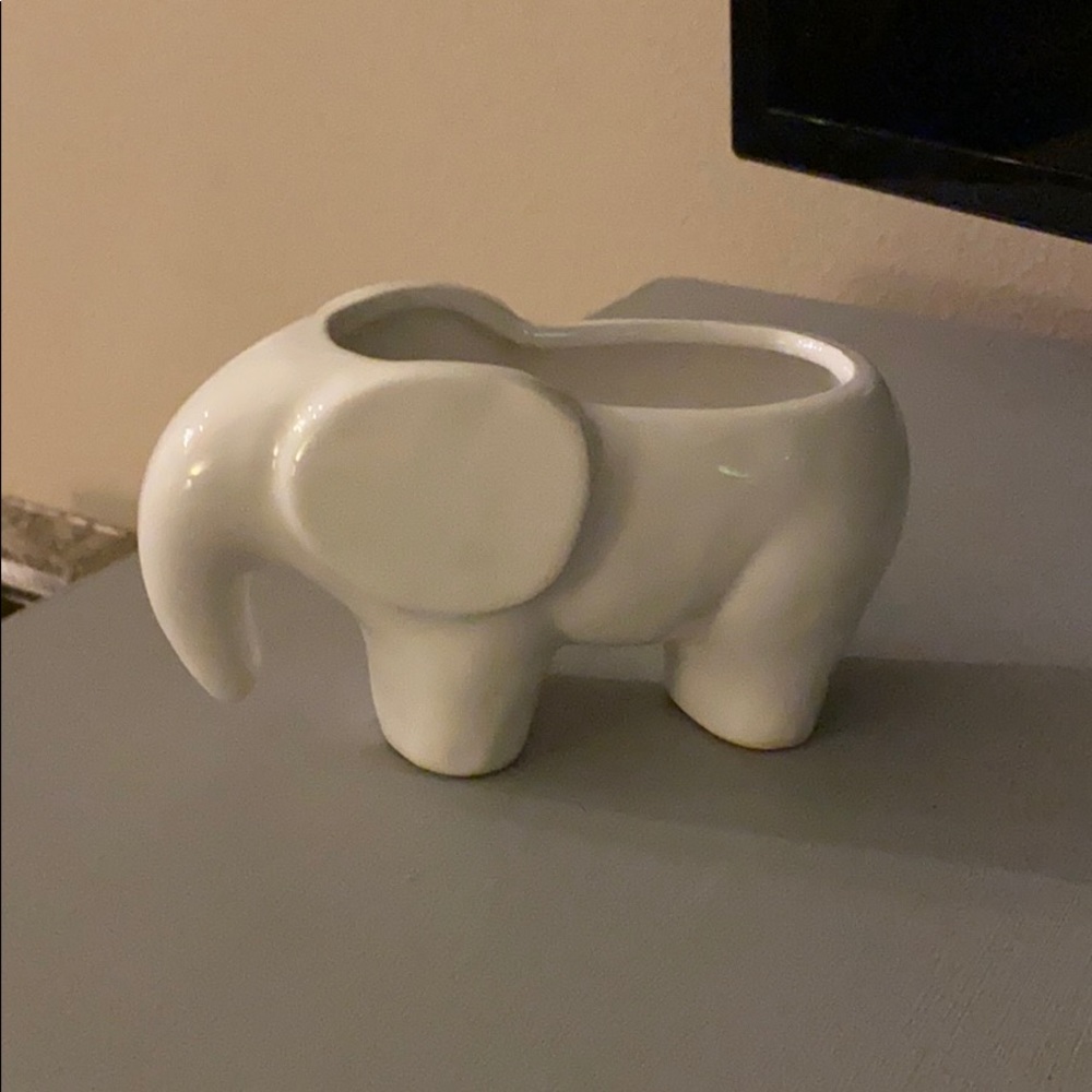 White Ceramic Elephant Succulent Planter